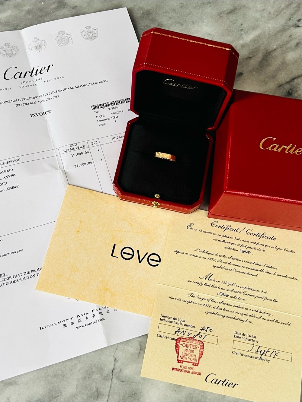 Authentic Cartier Love Ring in Pink Gold with Red Box